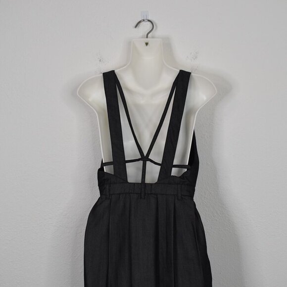 Nasty Gal Midi Dress Button Front Sz S Strappy Back Preppy Academia Retro Work - Picture 8 of 16